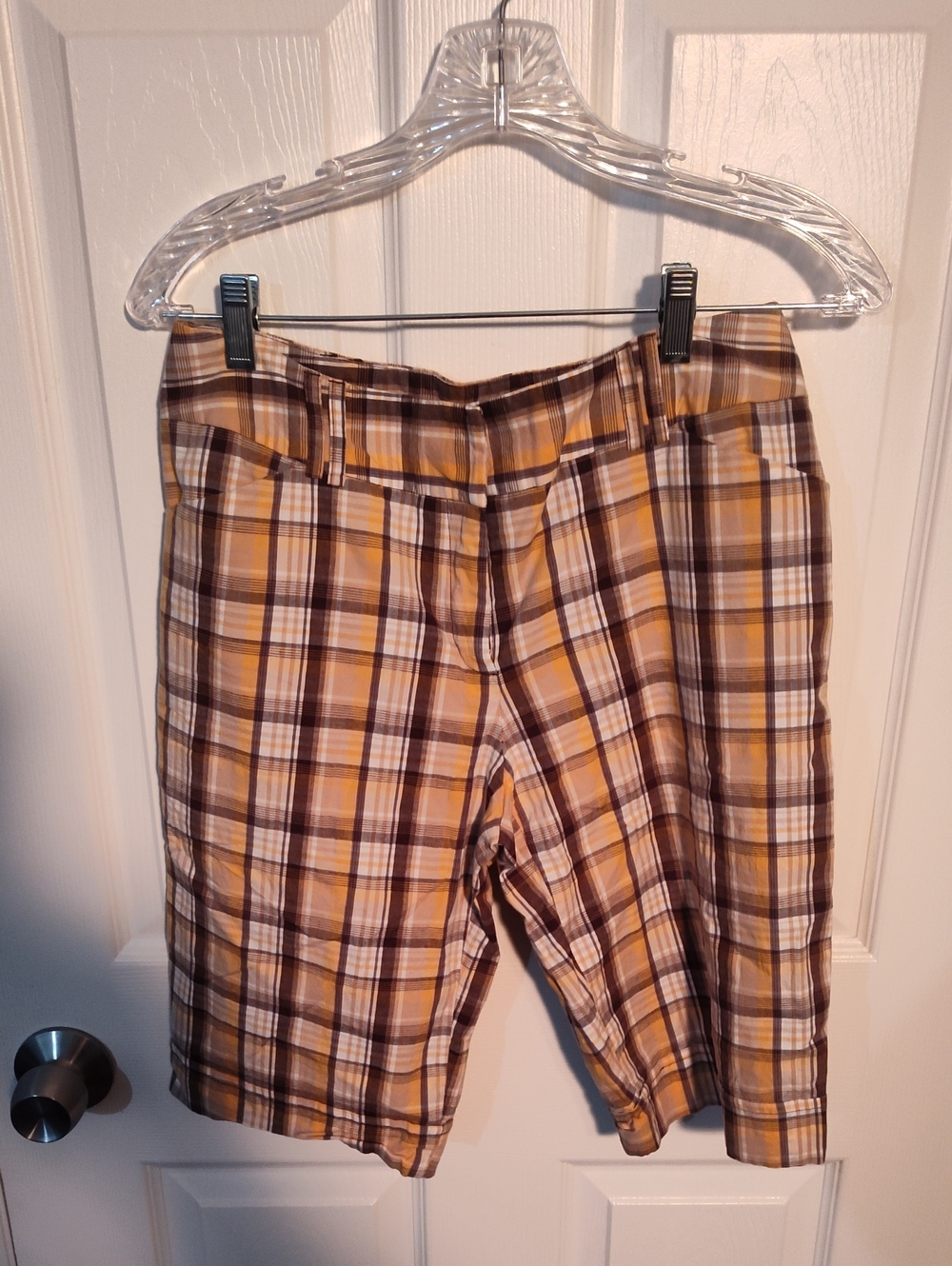 AB Studio Plaid Yellow Brown Women’s Shorts